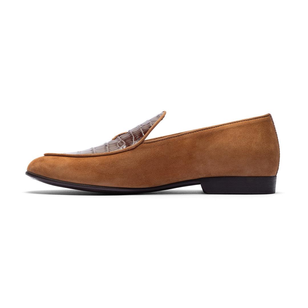 Del Toro Shoes Men's Cognac Croc Milano Loafer