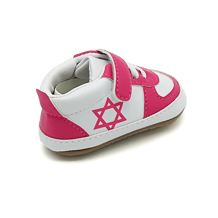 Air Maccabees Infant (Pink) Israel Star of David Leather Sneakers with Magen David – product view 2
