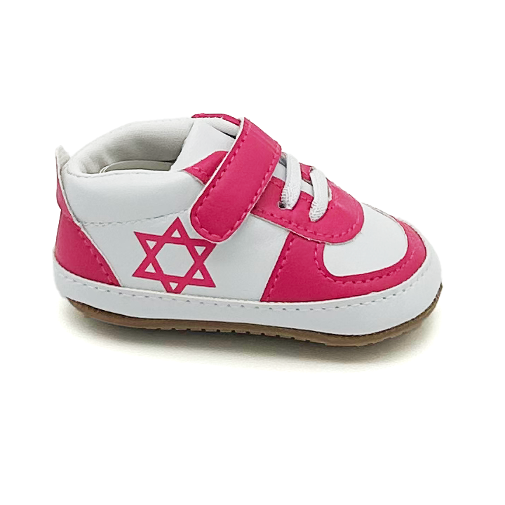 Air Maccabees Infant (Pink) Israel Star of David Leather Sneakers with Magen David – product view 1