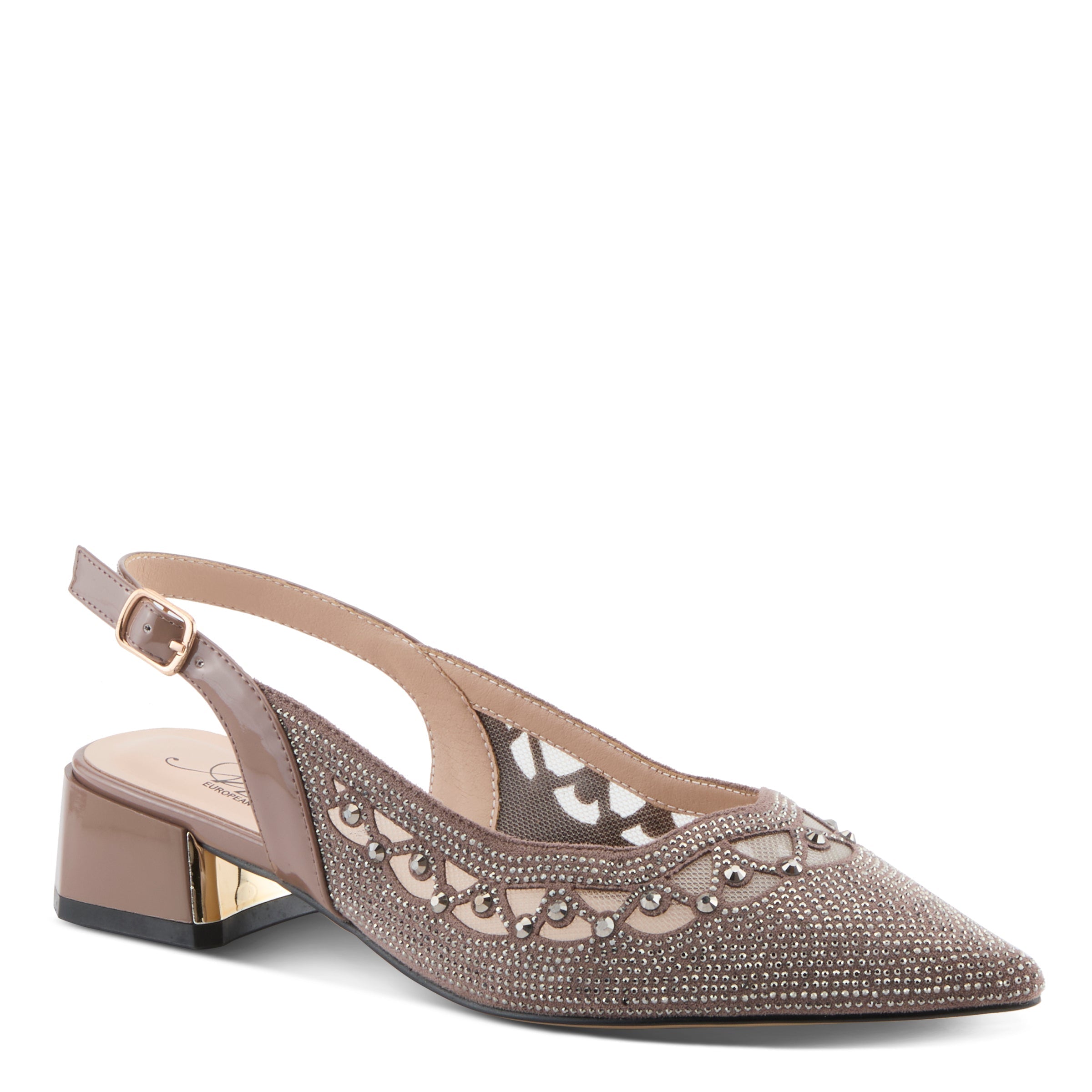 Azura Pretigurl women's shoe in taupe with suede upper and buckle detail