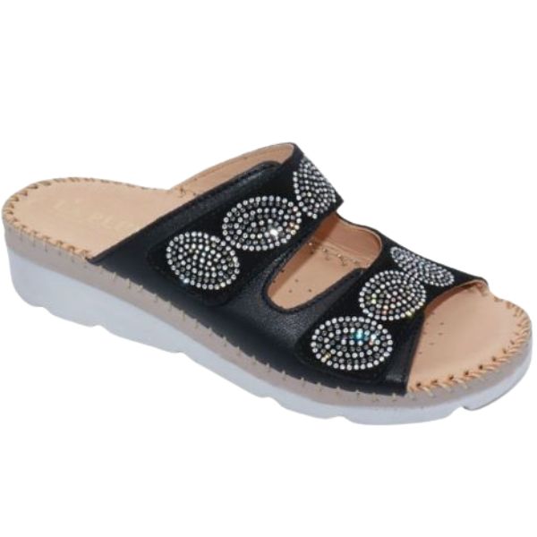 Glitz Gem-Studded Leather Sandal