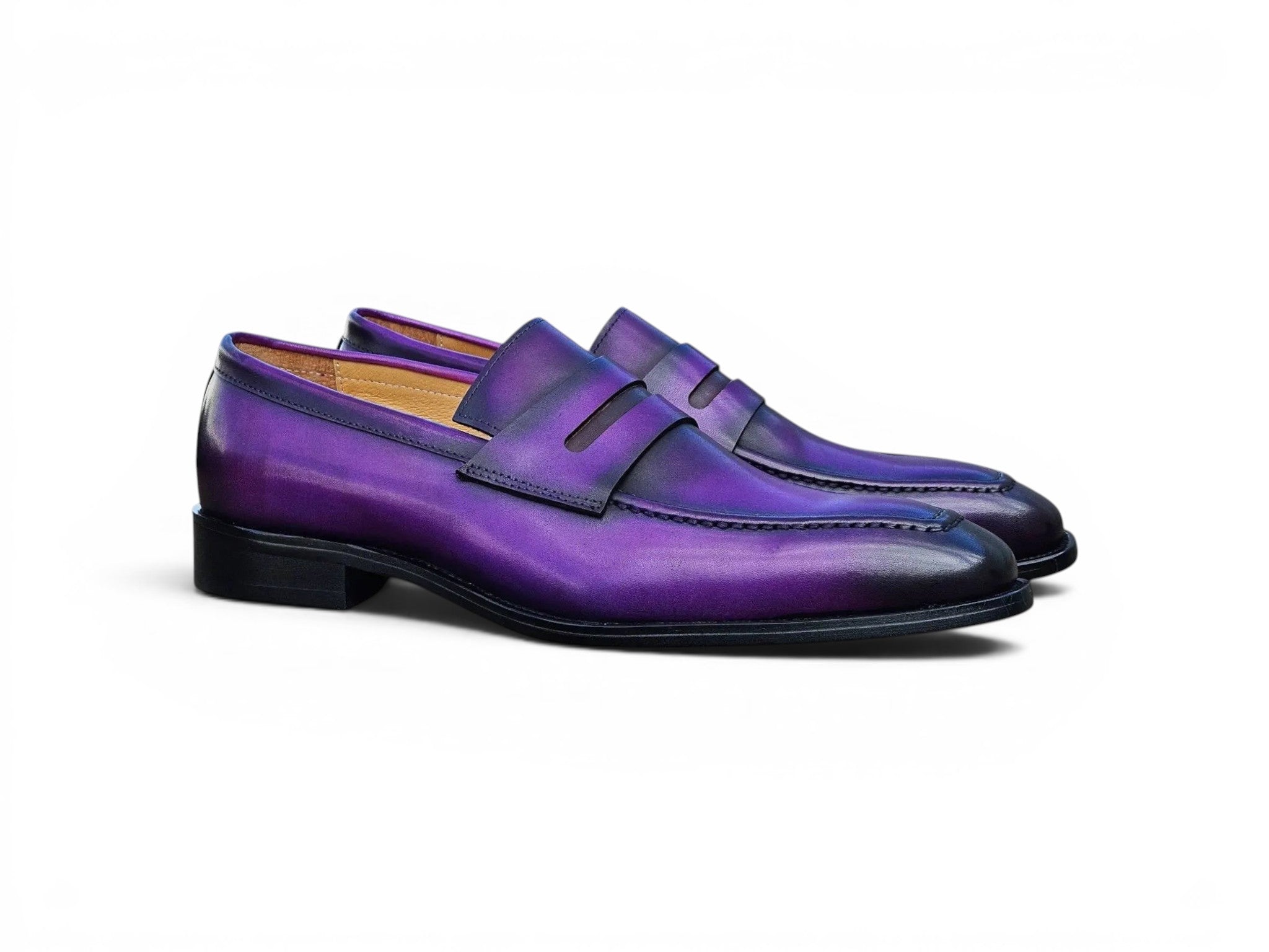 Carrucci Shoes Men's Men’s Penny Loafer Calfskin Leather Patina KS509 32