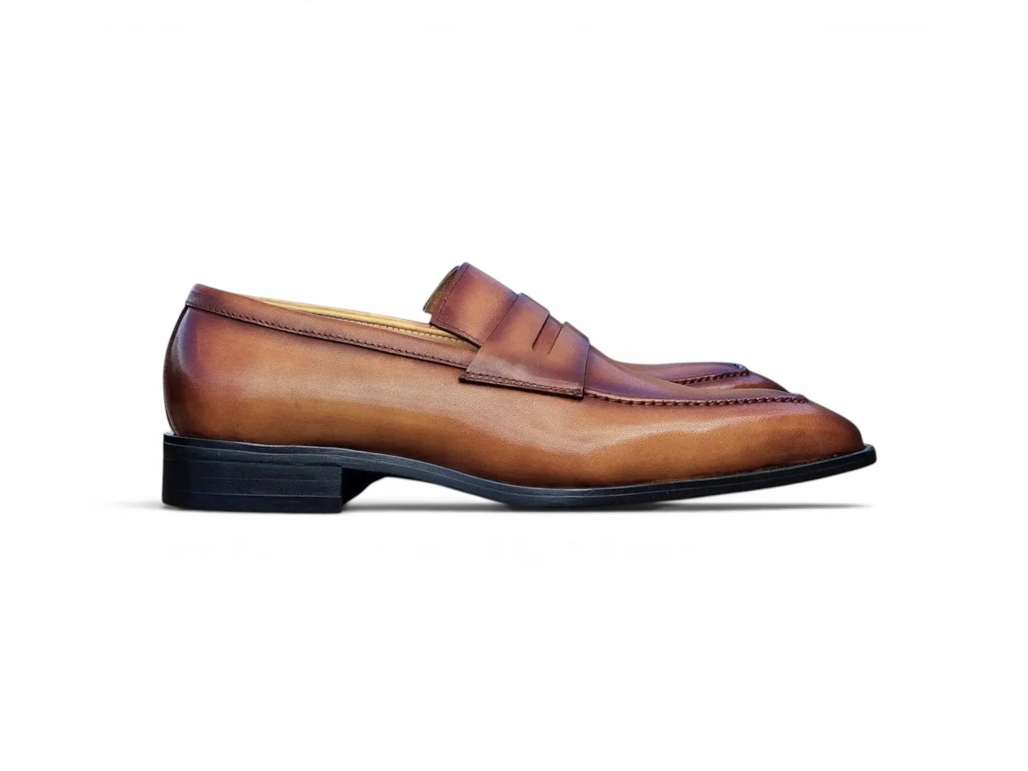 Carrucci Shoes Men's Men’s Penny Loafer Calfskin Leather Patina KS509 32