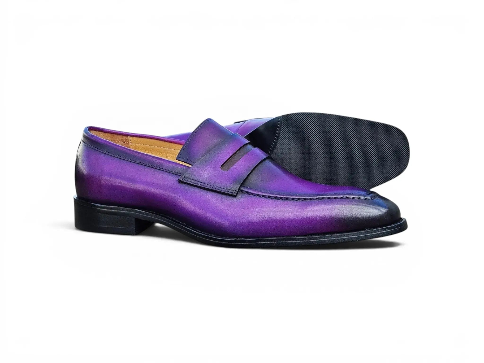 Carrucci Shoes Men's Men’s Penny Loafer Calfskin Leather Patina KS509 32