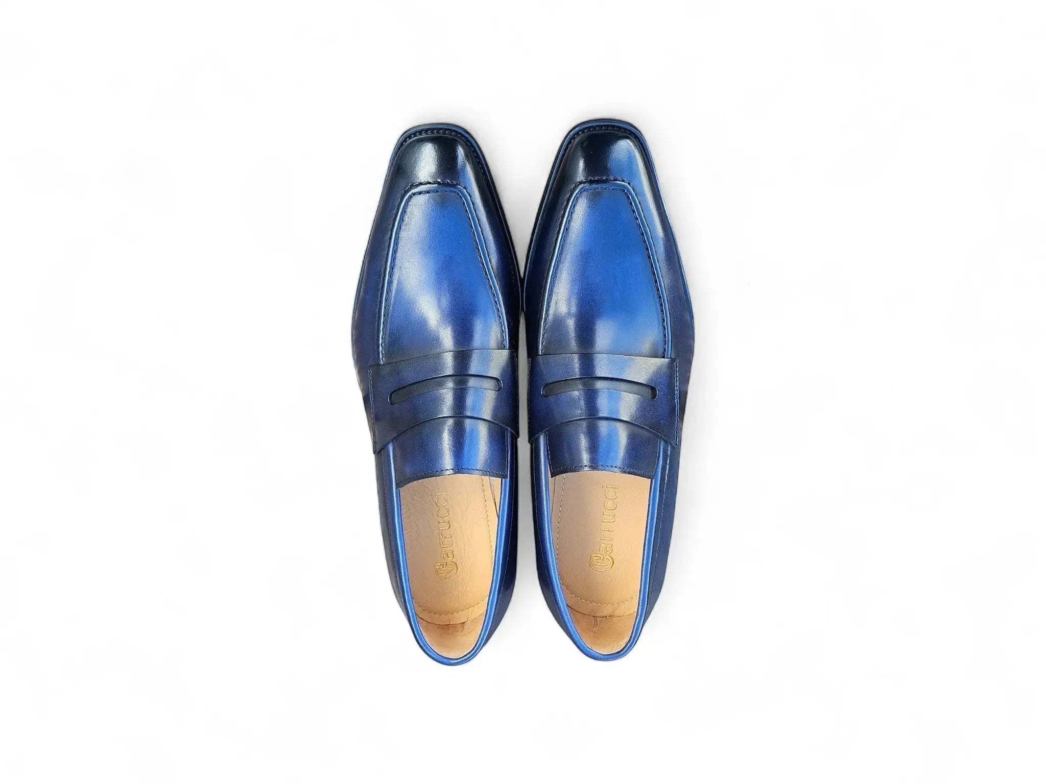 Carrucci Shoes Men's Men’s Penny Loafer Calfskin Leather Patina KS509 32