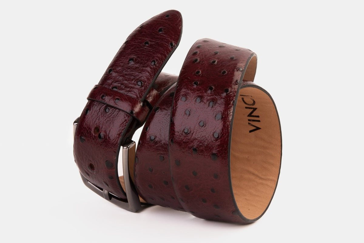 Vinci Leather The Porto Alegre Burgundy Leather Belt – product view 3
