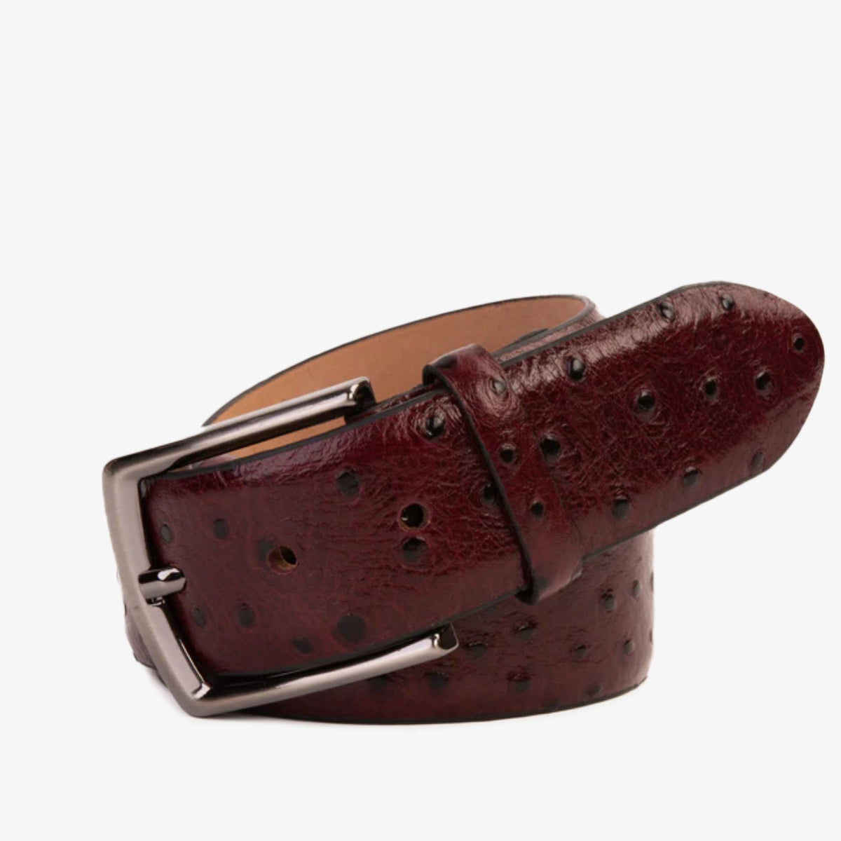 Vinci Leather The Porto Alegre Burgundy Leather Belt – product view 1