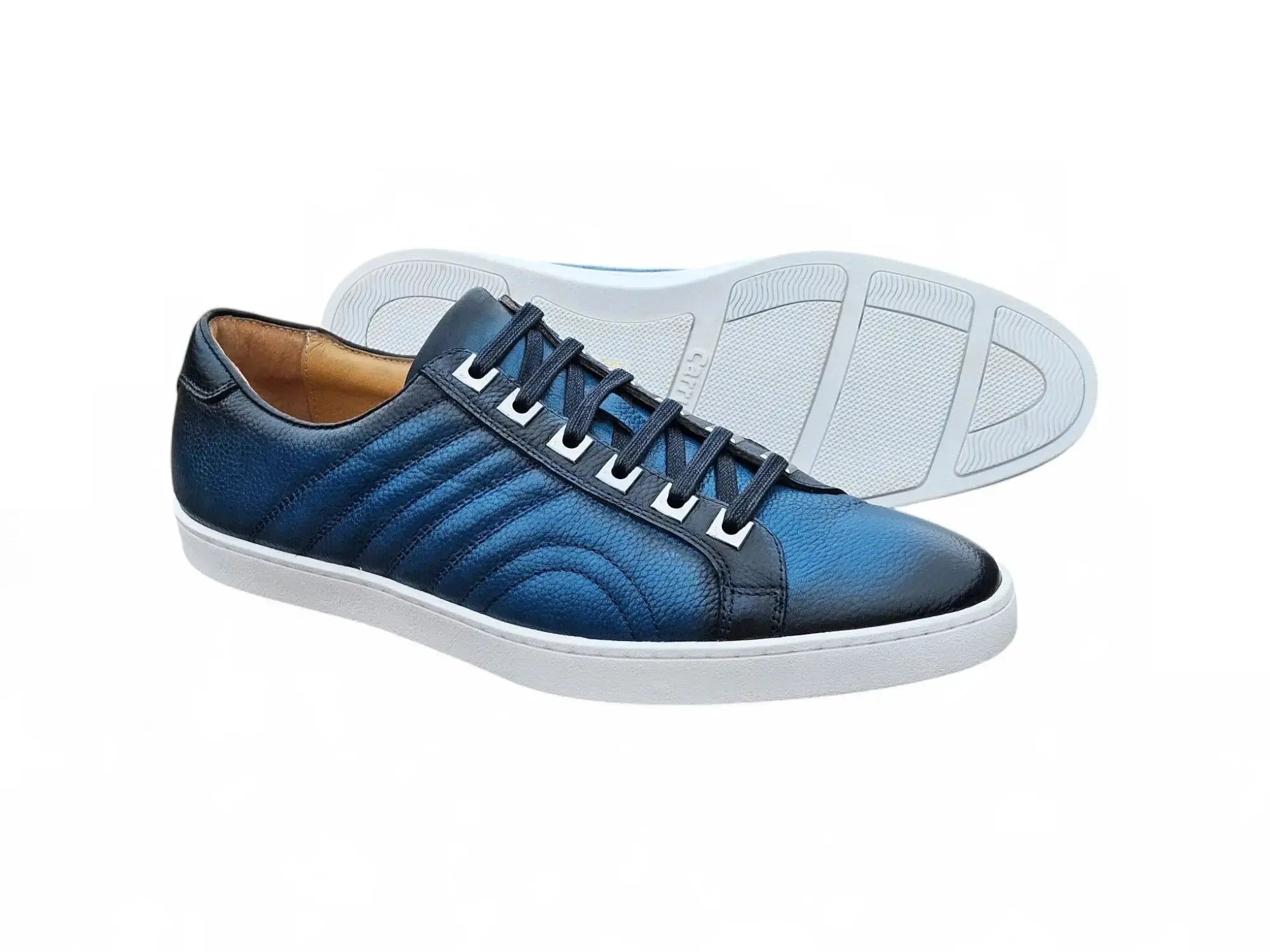 Carrucci Shoes Primo Hand Burnished Men's Full Grain Pebble Leather Sneakers view 7