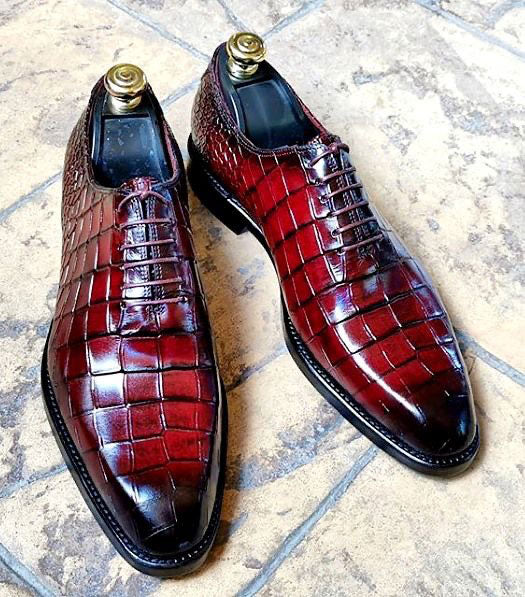 C&E Fashions Maurice Prince Custom Made Alligator Oxford - Burgundy – product view 1