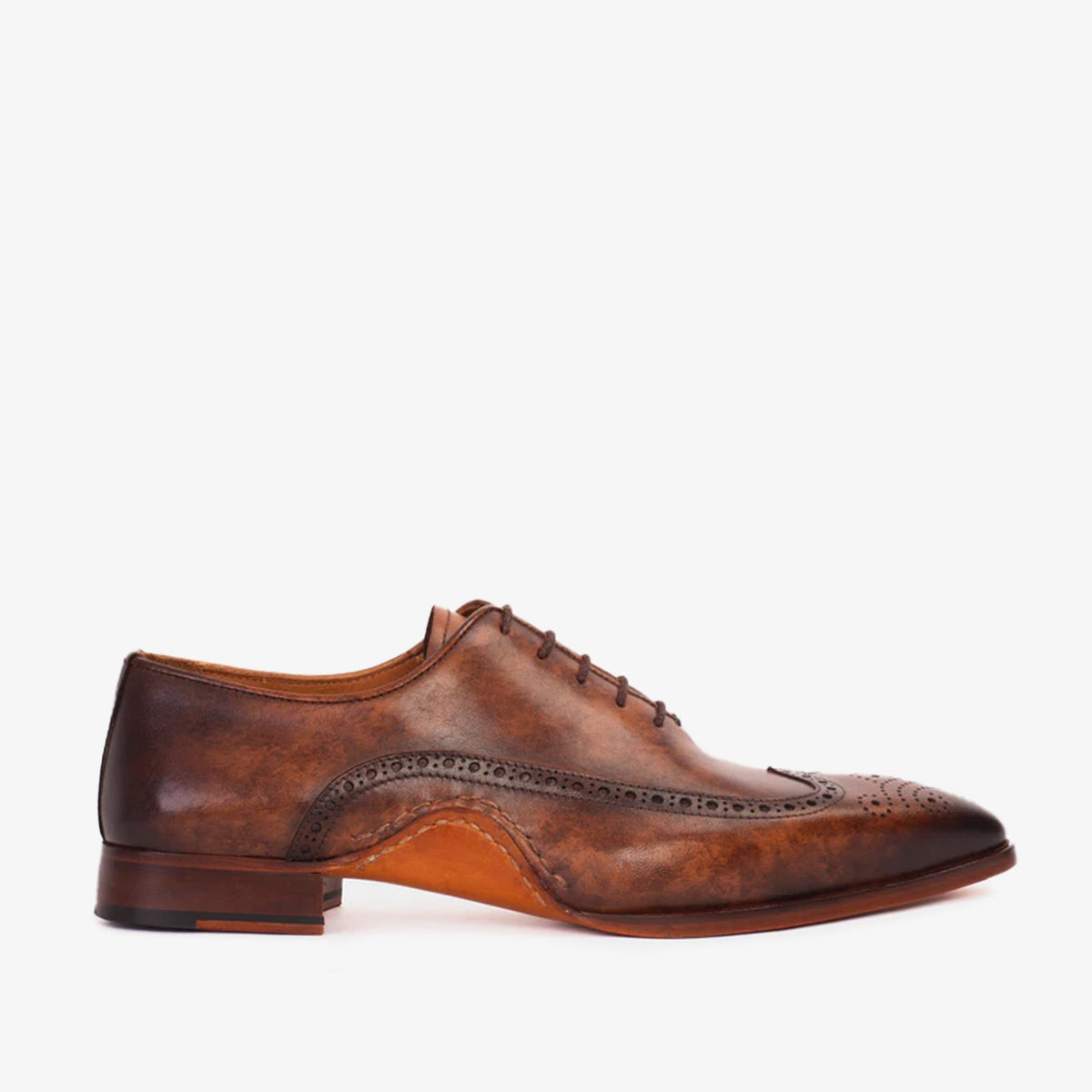 Vinci Leather The Royal Hand Craft Brown Wingtip Oxford Men Shoe – product view 1