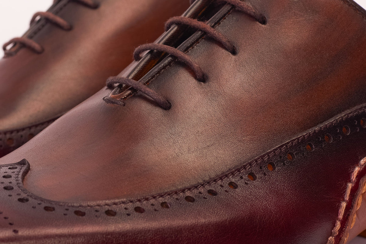 Vinci Leather The Royal Hand Craft Burgundy Wingtip Oxford Men Shoe – product view 4