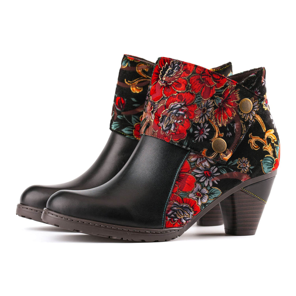 Retro Handmade Radiant Pattern Ankle Boots – product view 1