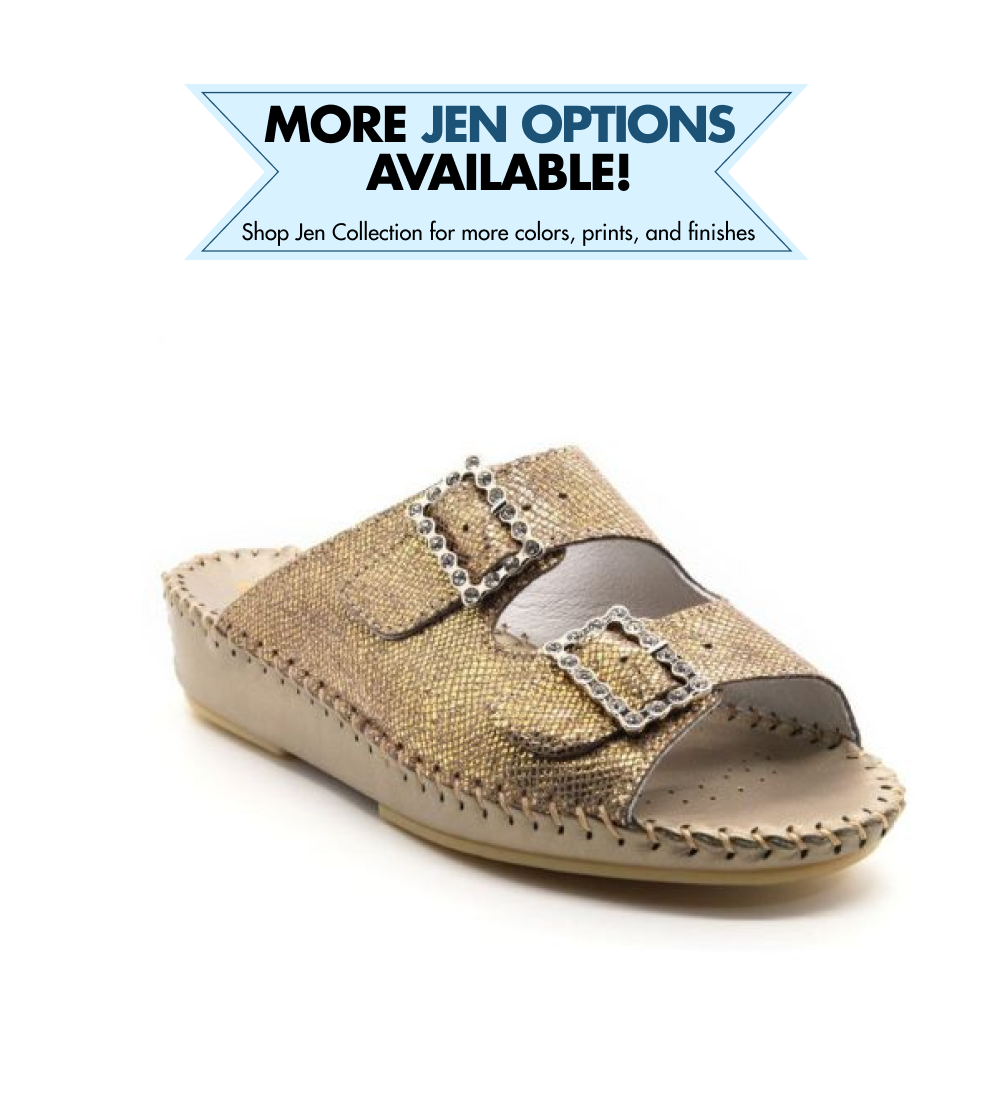 Jen Rhinestone Leather Slide