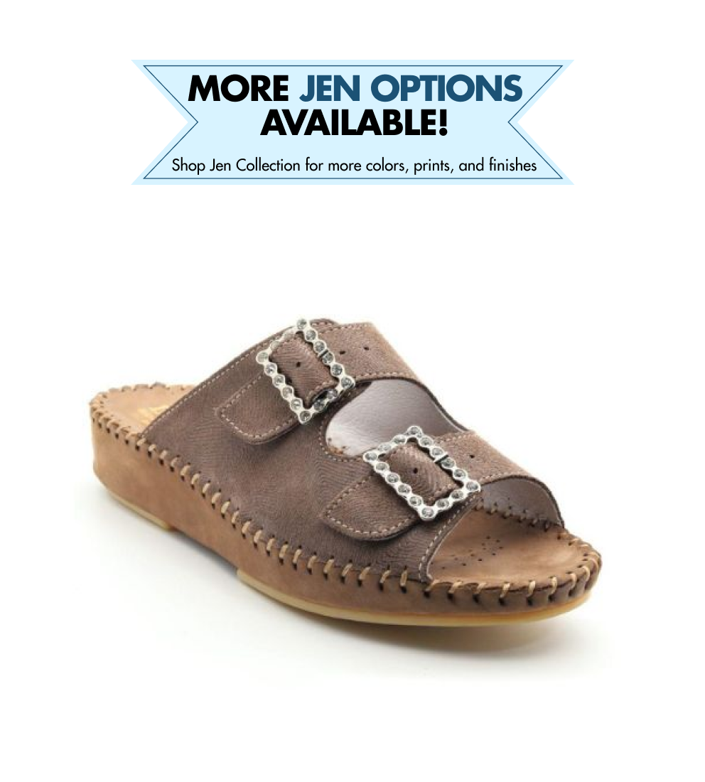 Jen Rhinestone Leather Slide