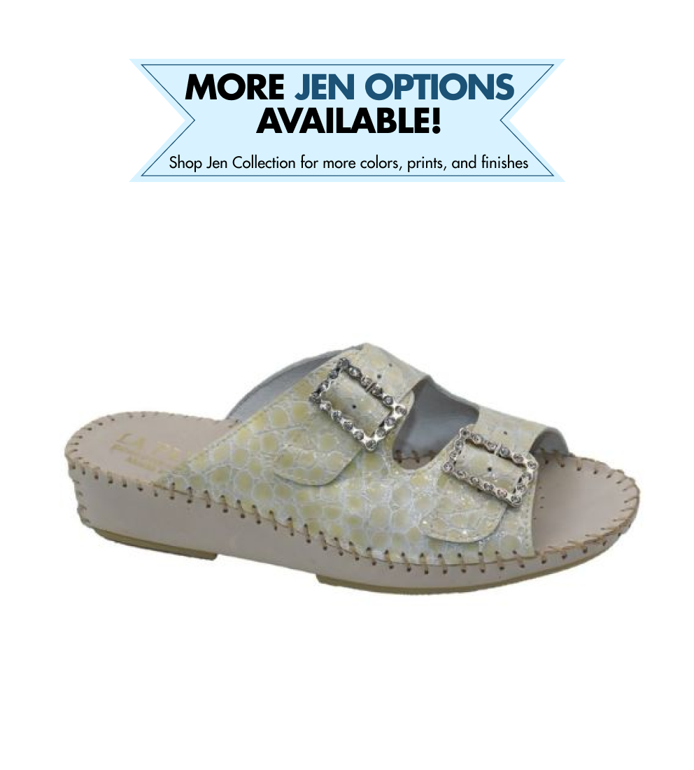 Jen Rhinestone Leather Slide