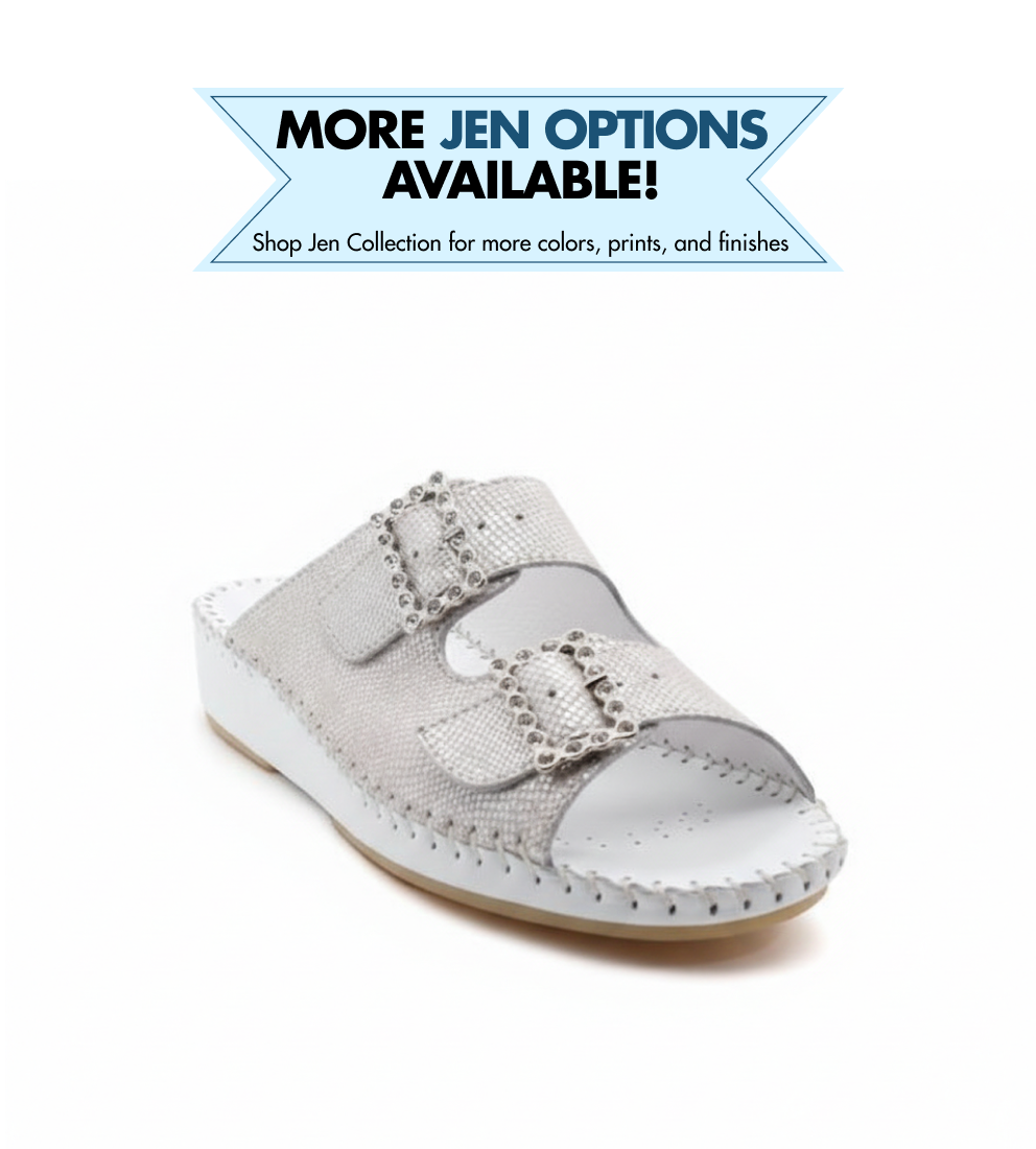 Jen Rhinestone Leather Slide