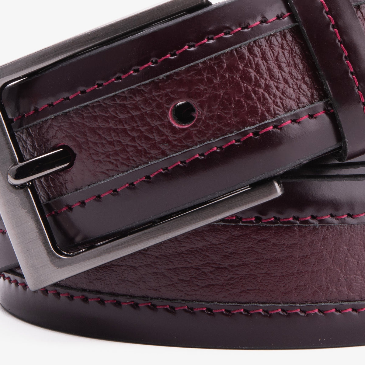 Vinci Leather The Everest & Rockwell BurgundyLeather Belt – product view 3