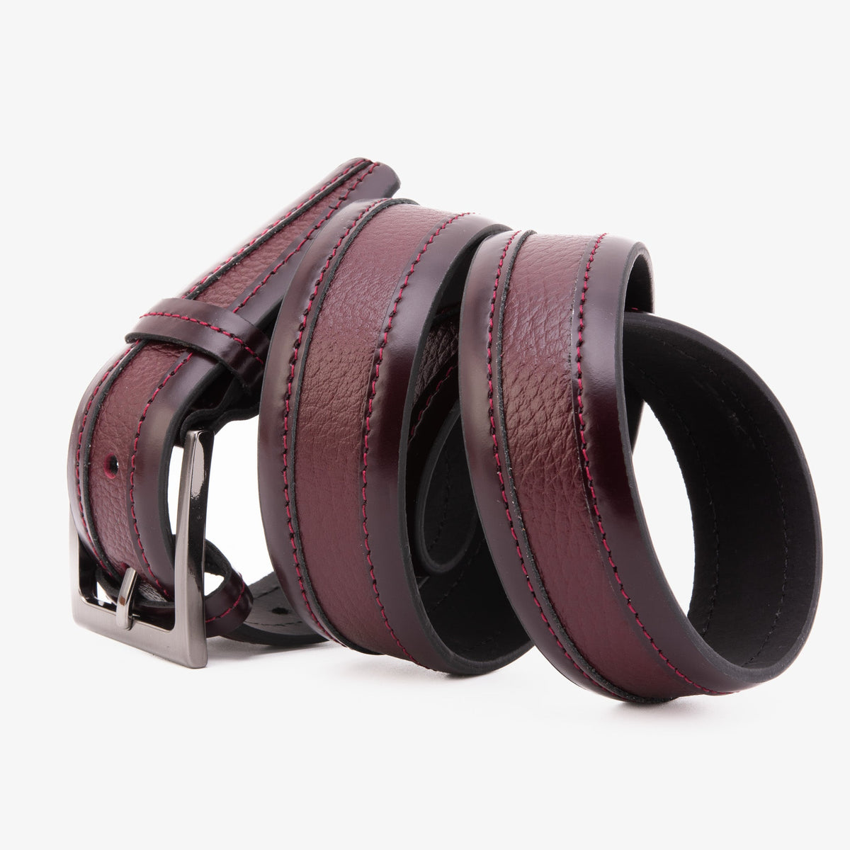Vinci Leather The Everest & Rockwell BurgundyLeather Belt – product view 5