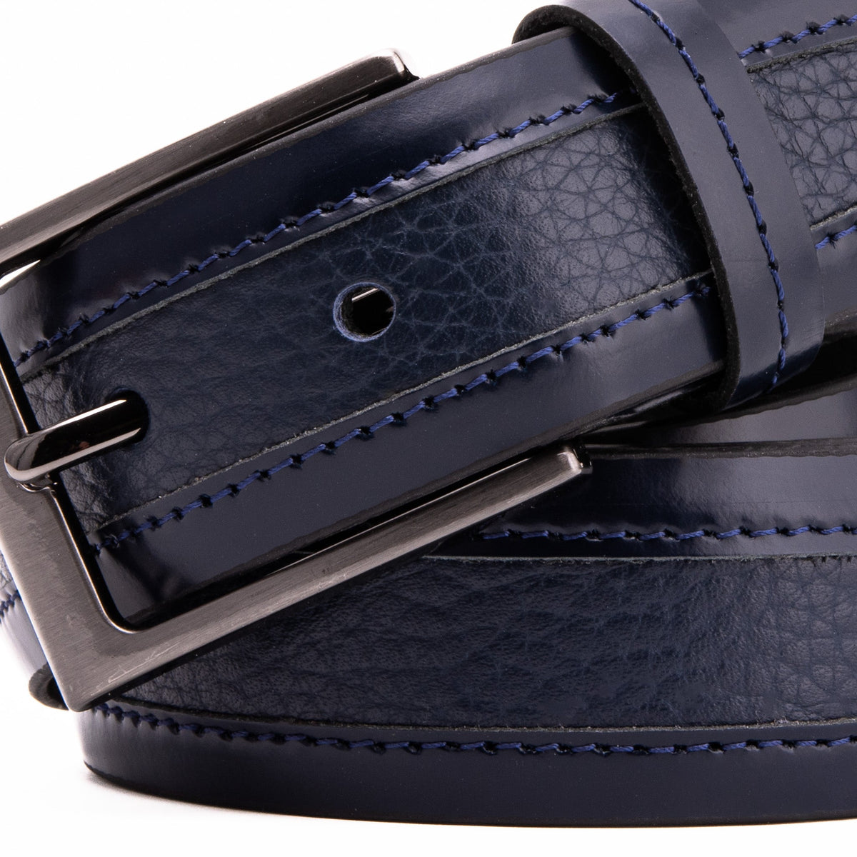 Vinci Leather The Everest & Rockwell Navy Blue Leather Belt – product view 3
