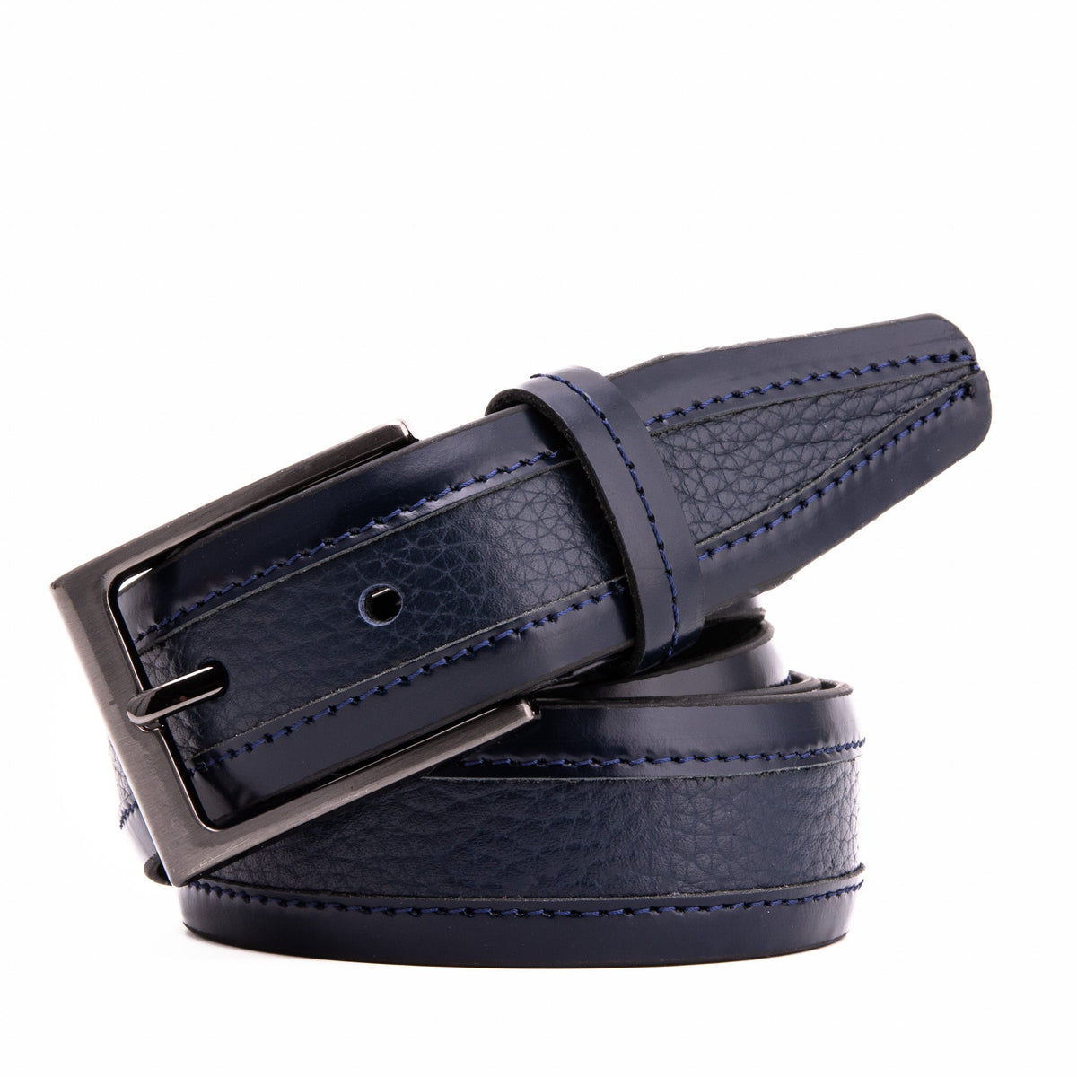 Vinci Leather The Everest & Rockwell Navy Blue Leather Belt – product view 1