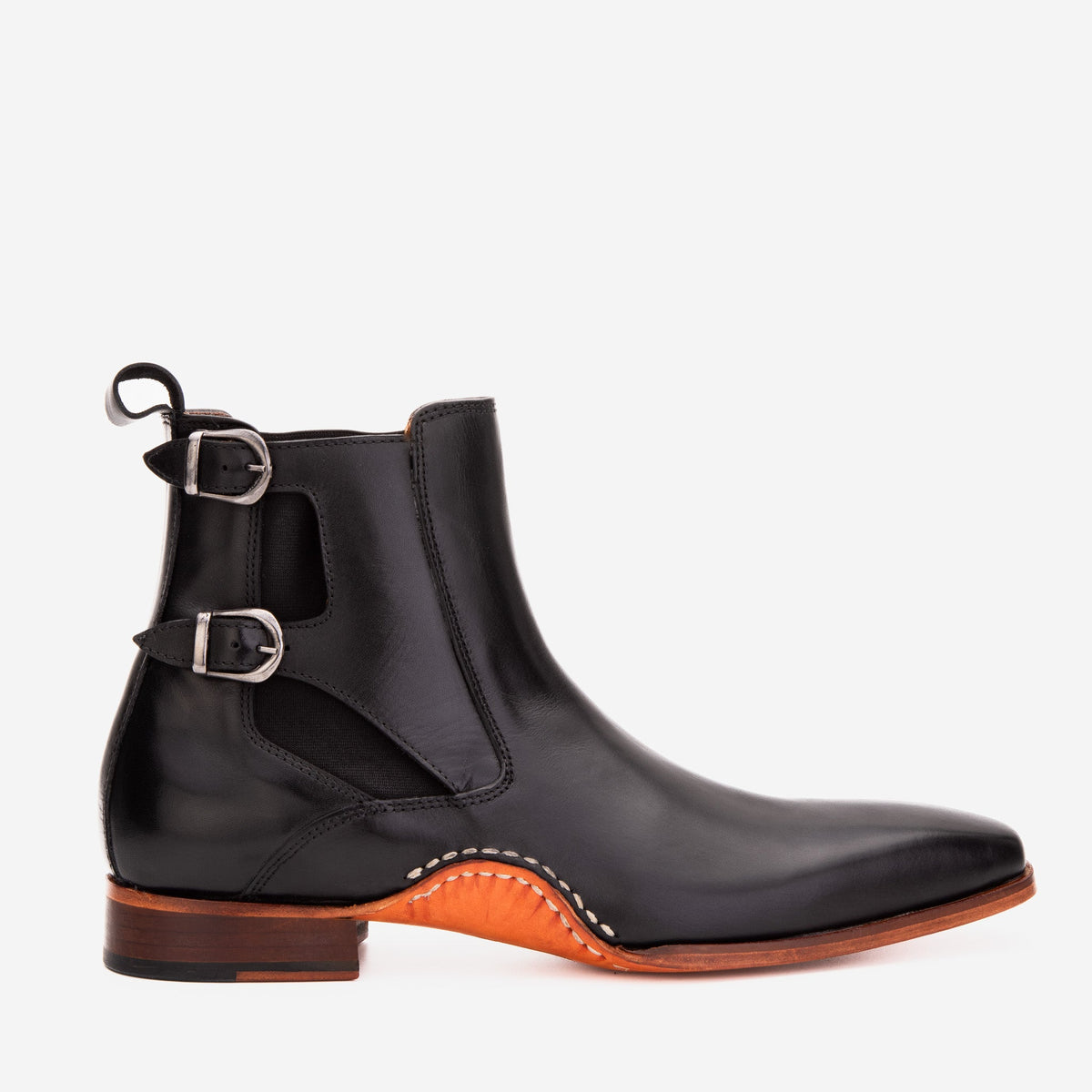 Vinci Leather The Royal Hand Craft Black Leather Double-Buckle Chelsea Men Boot – product view 1