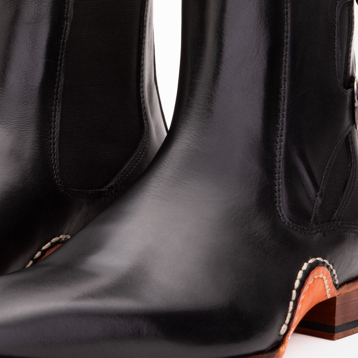 Vinci Leather The Royal Hand Craft Black Leather Double-Buckle Chelsea Men Boot – product view 3