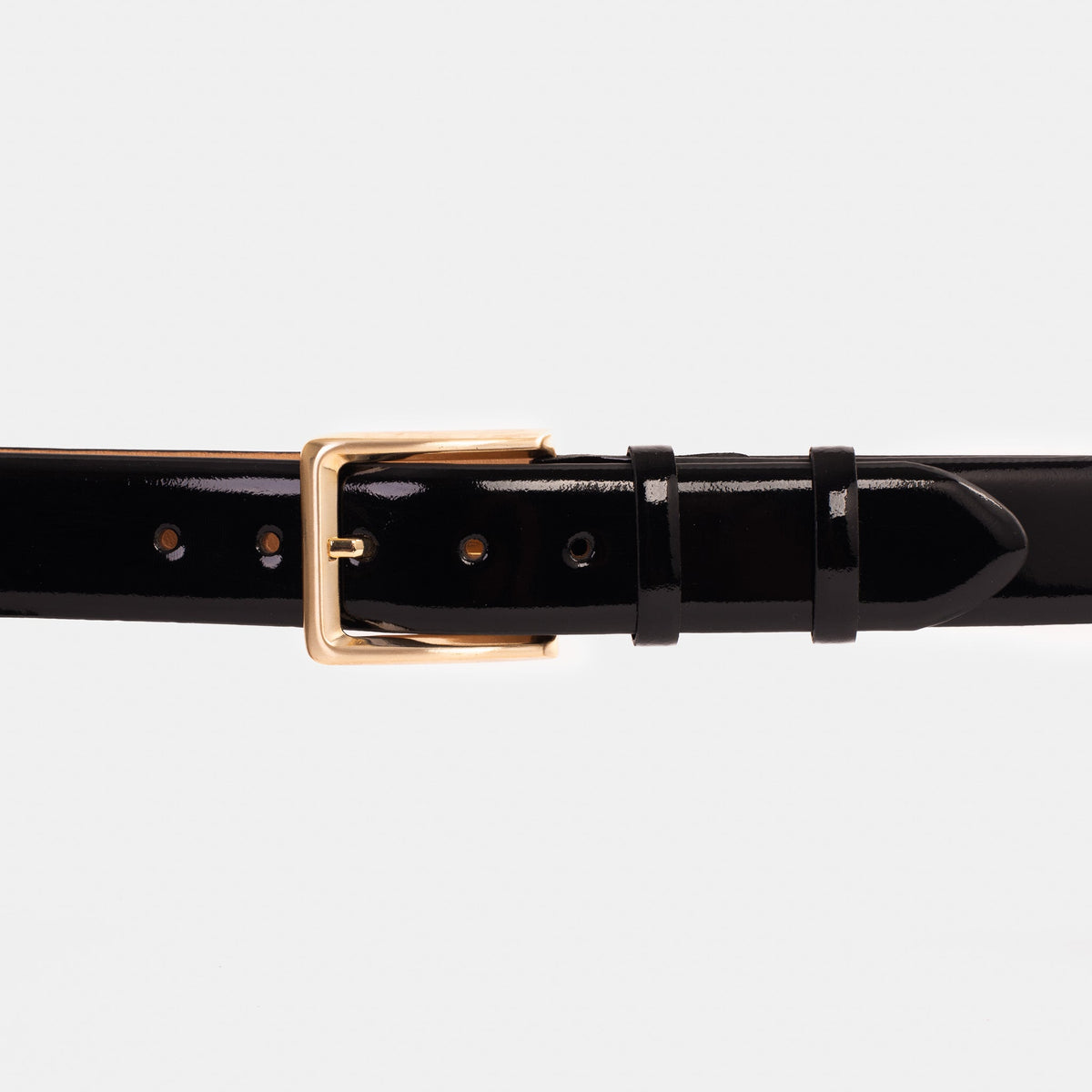 Vinci Leather The Jupiter Black Patent Spike Leather Belt – product view 2