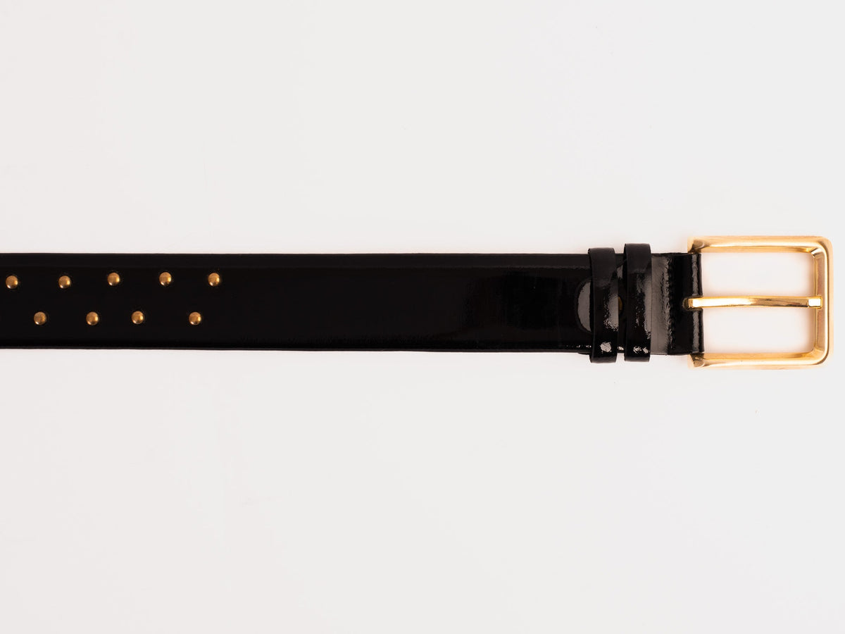 Vinci Leather The Jupiter Black Patent Spike Leather Belt – product view 3