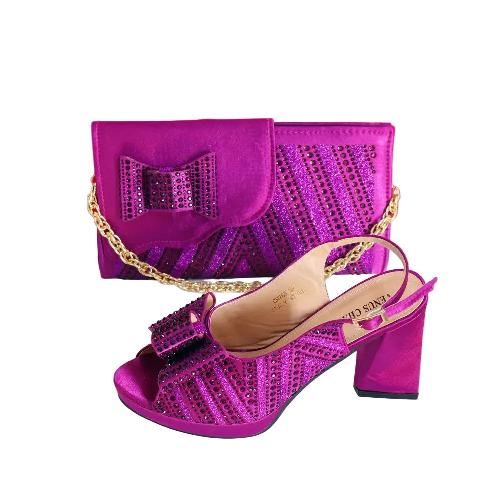 Super Heels Peep Toe Ladies Shoes with Bag Set – product view 4