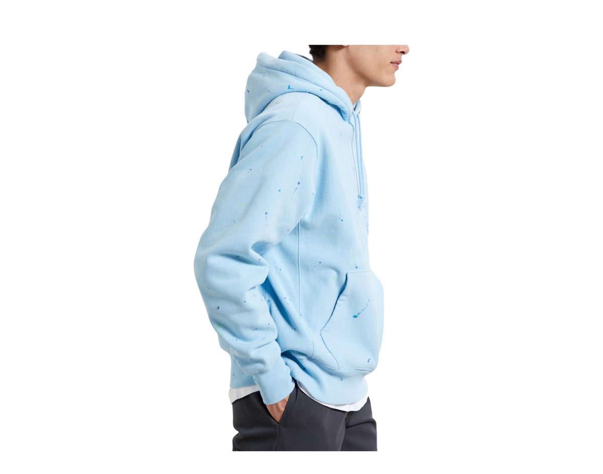 Champion C Life Reverse Weave Paint Splatter Men's Hoodie — Blue