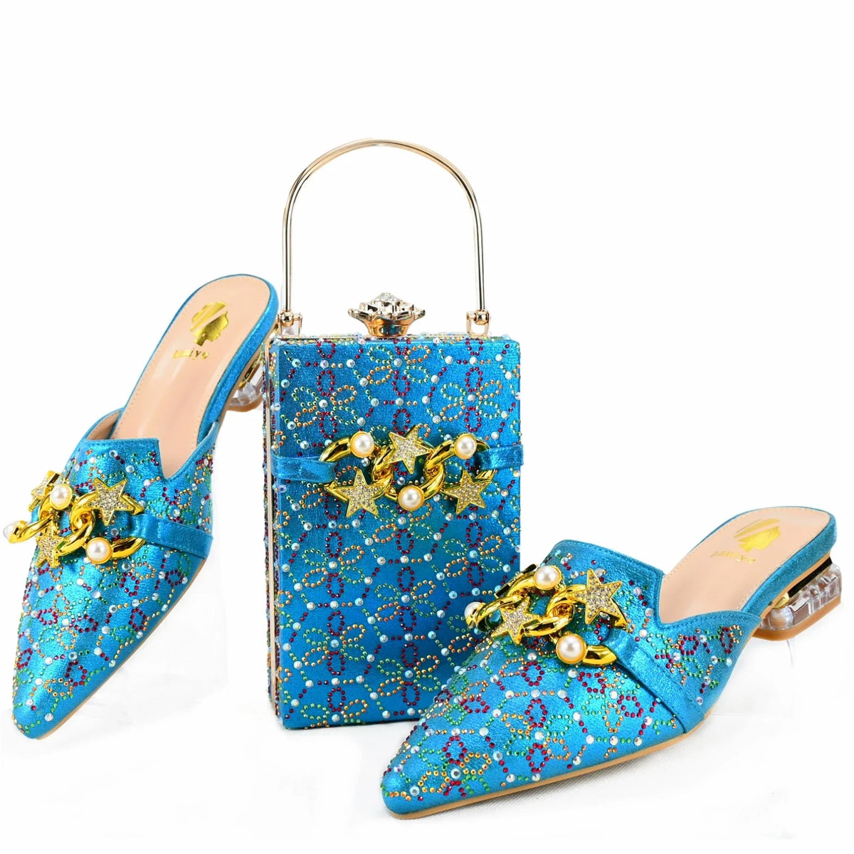EdleessFashion Lastest Italian Ladies Shoes with Matching Bag Set HAE1-5 – product view 5