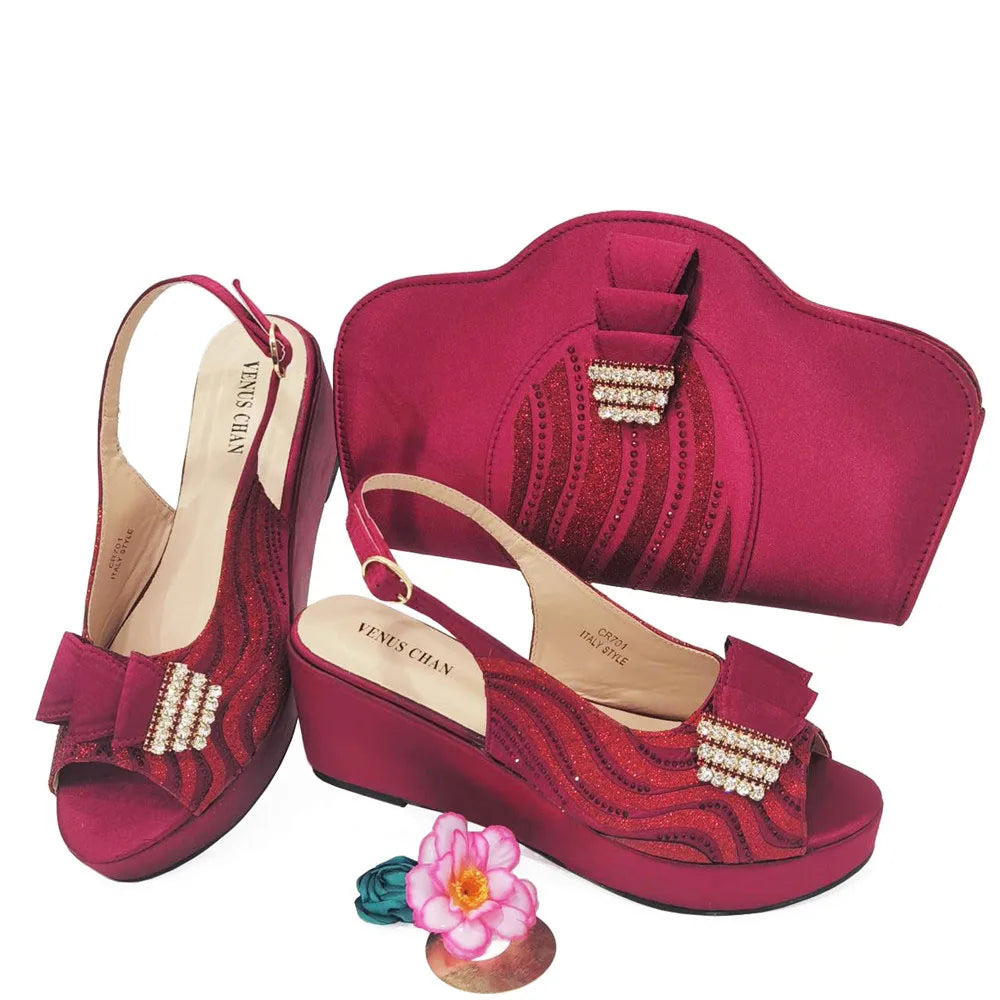 Ladies Shoes With Matching Bag Set for Party ED320