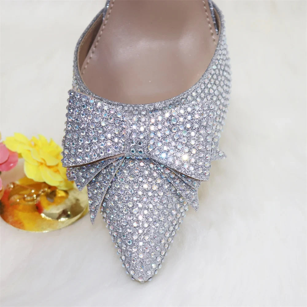New Silver Versatile Party Ladies Shoes And Bag Set – product view 5