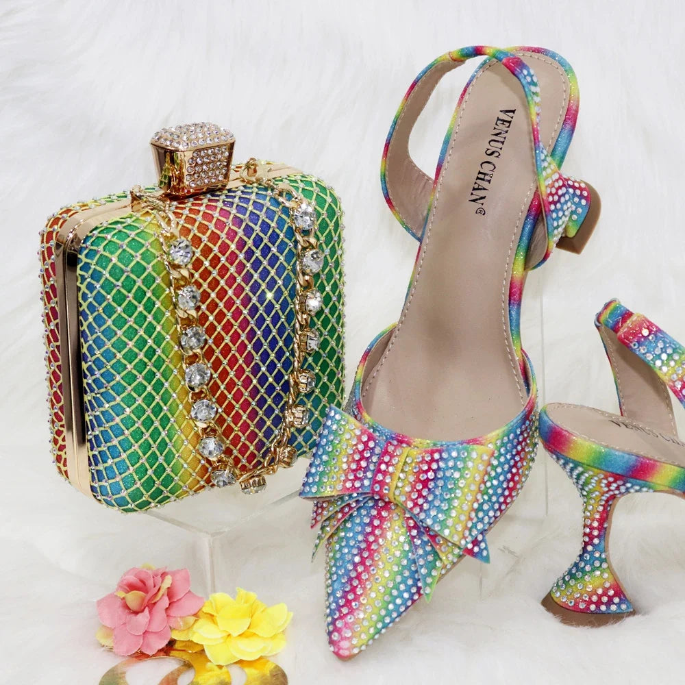 New Silver Versatile Party Ladies Shoes And Bag Set – product view 13