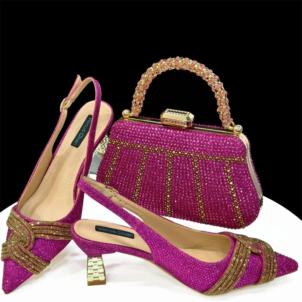 Women's Shoes and Bag Set with Rhinestone ED129