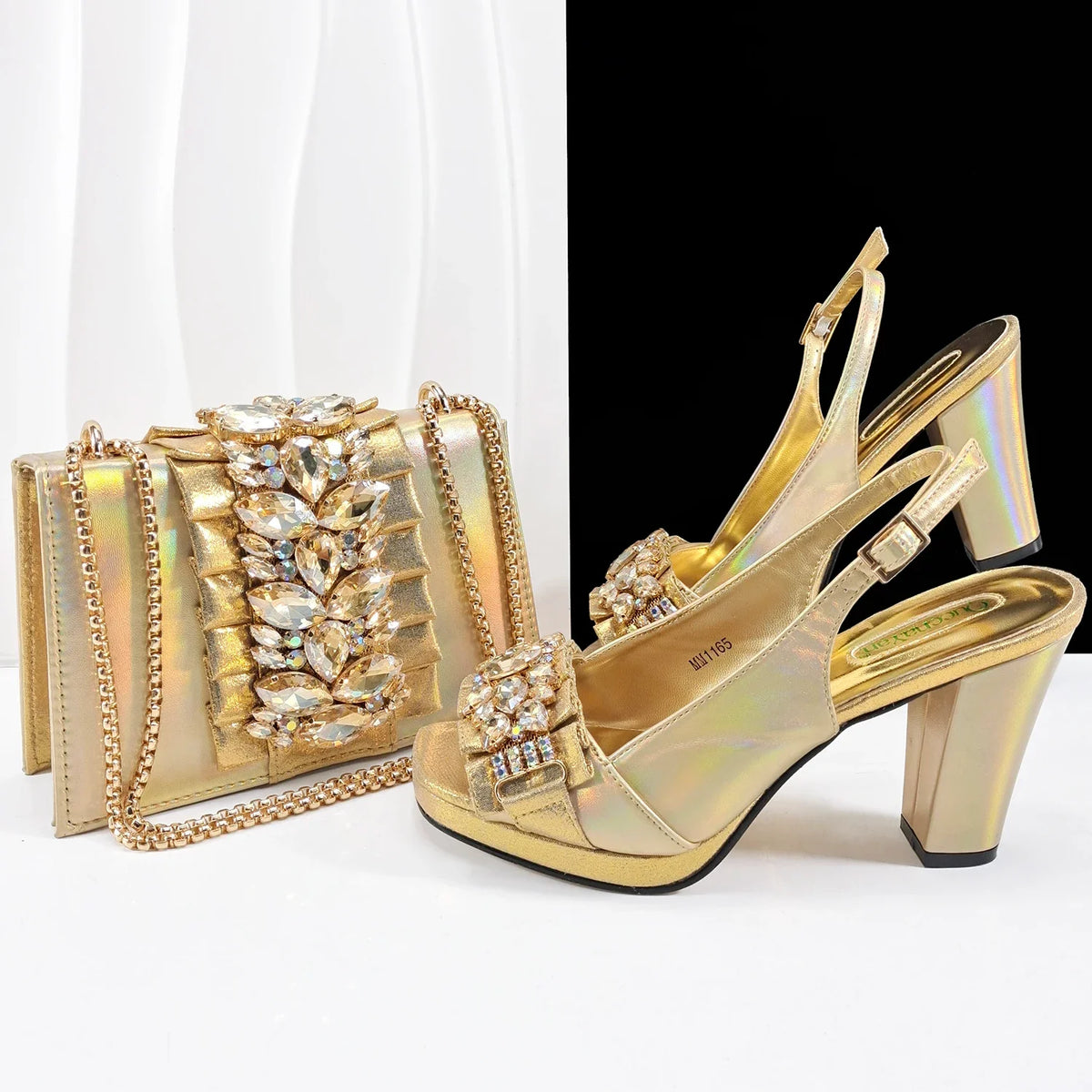 EdleessFashion Lastest Italian Shoes with Matching Bag Set HFG1-2 – product view 5