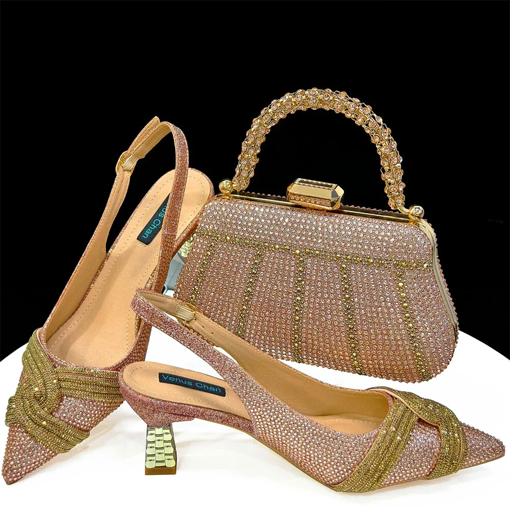 Women's Shoes and Bag Set with Rhinestone ED129