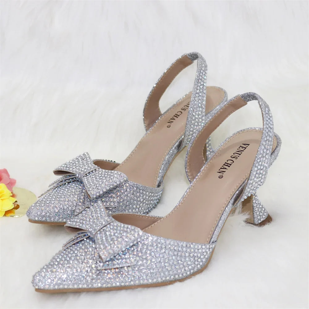 New Silver Versatile Party Ladies Shoes And Bag Set – product view 4