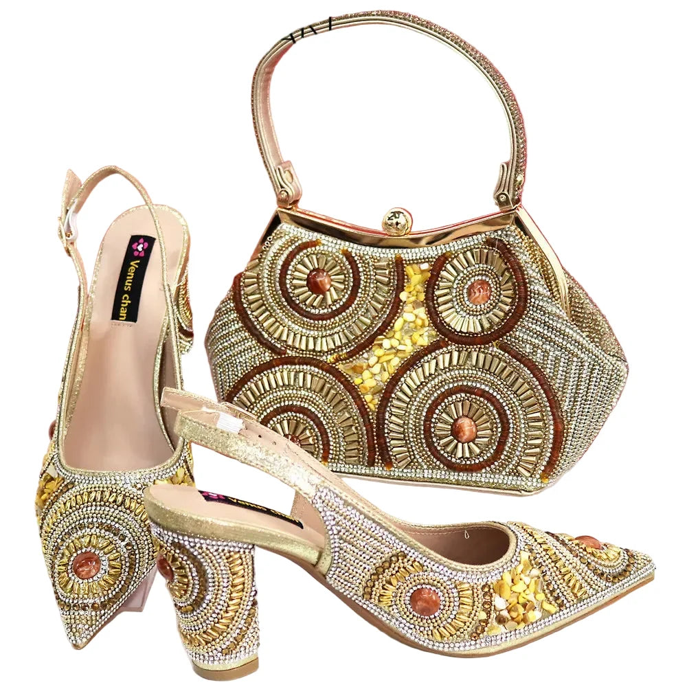 Popularity Italian Women's Pointed Shoes And Bag Set GFD453