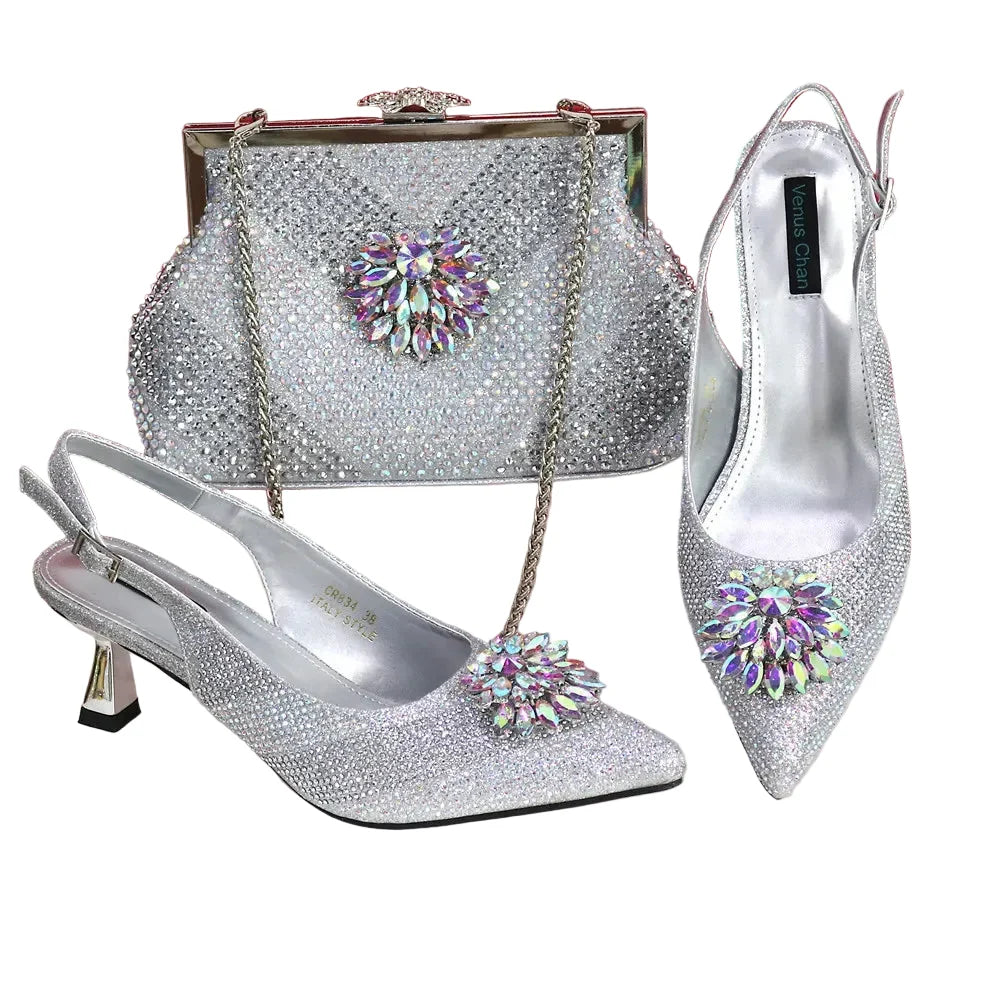 New Rhinestone Shoe & Bag Set HGT321