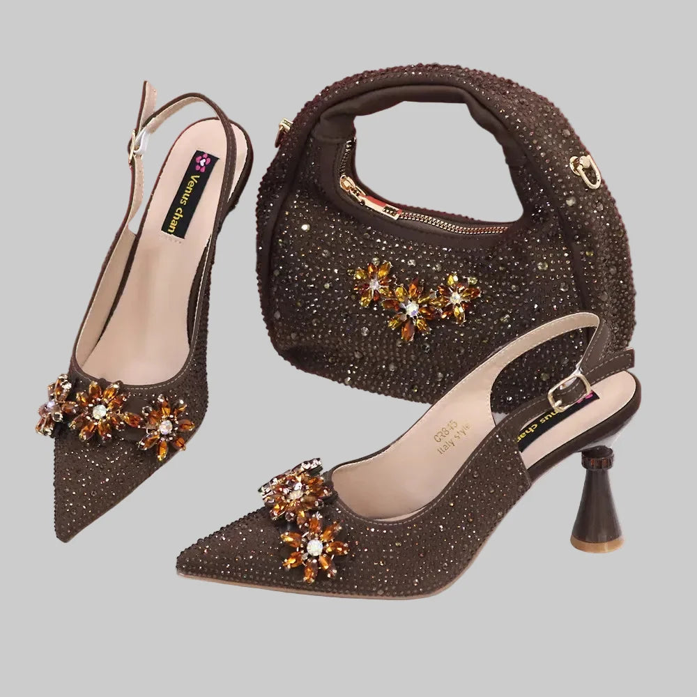 High Heels Shoes and Bags Set With Rhinestone β product view 6