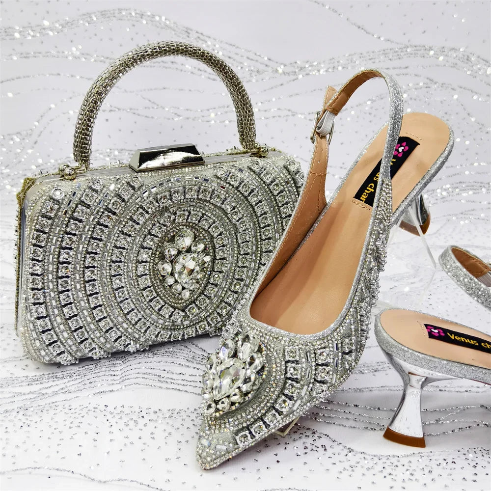 Italian Butter-fly Design Wedding Shoes with Bag Set EDS59 β product view 7