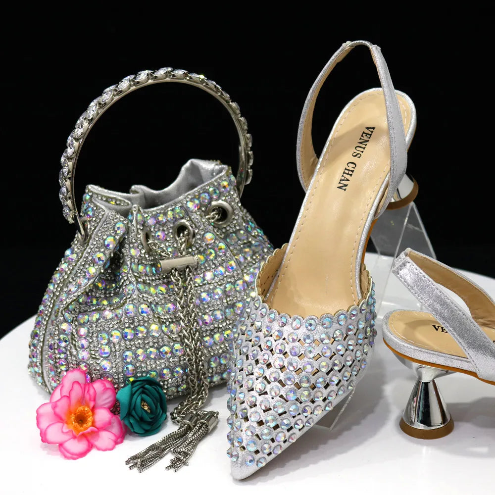 New Diamond Design Shoe and Bag Set ED221