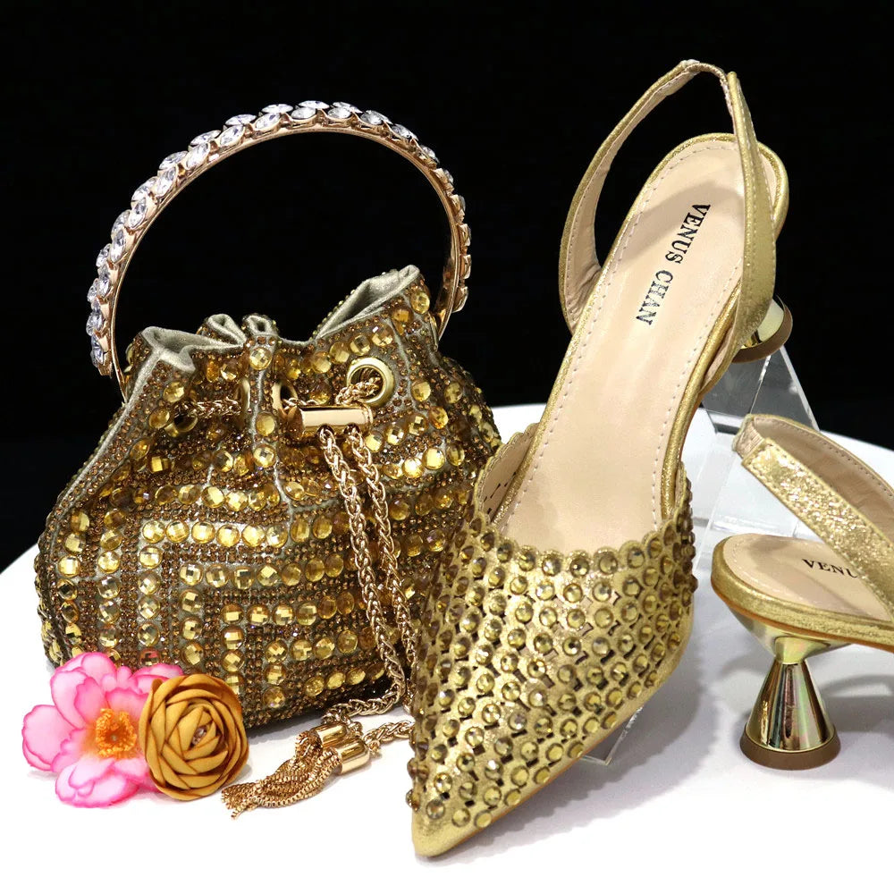 New Diamond Design Shoe and Bag Set ED221