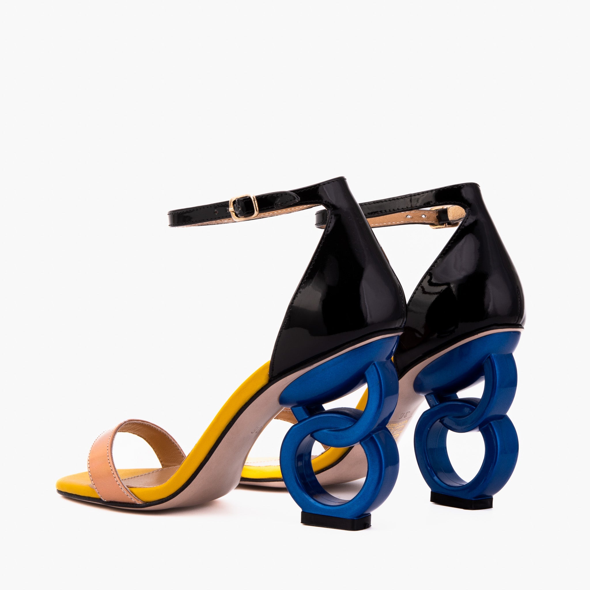 The Helix Heel Rose Gold Leather Women Sandal