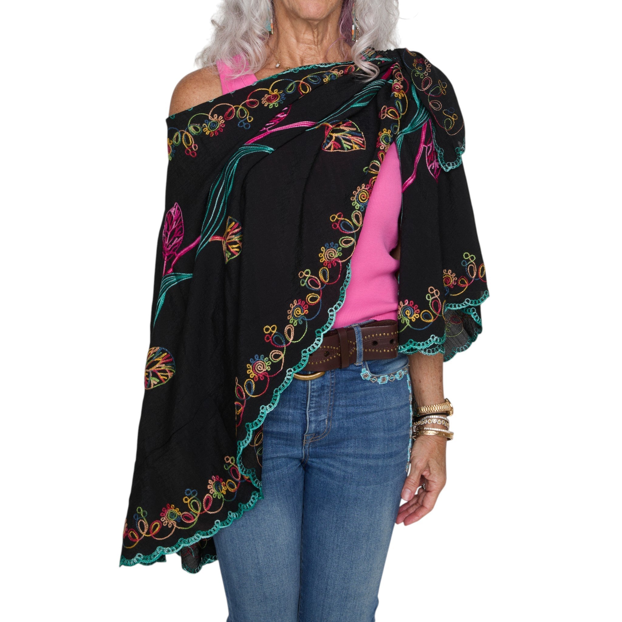 L'ARTISTE SHWL-EMBROID SHAWL