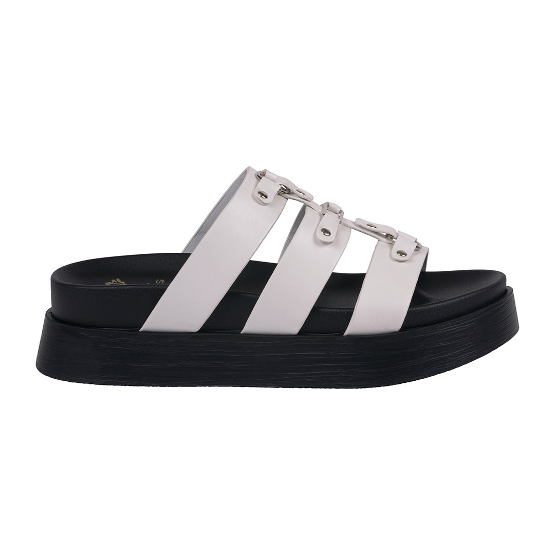 Women's Stevie White Strappy Slide Platform Sandals – side view