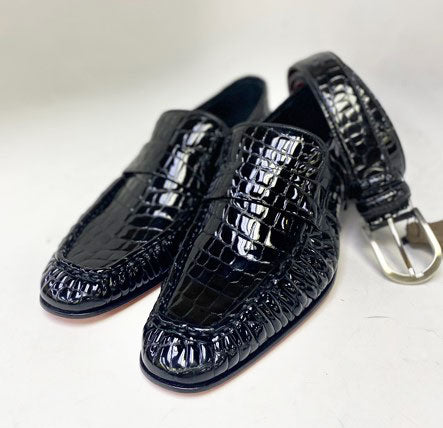 C&E Fashions C Collection Crocodile Leather Loafer - Black – product view 10