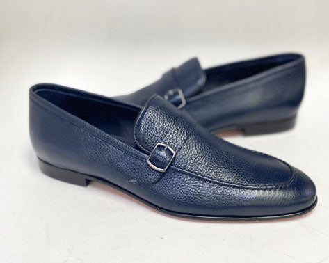 C&E Fashions C Collection Deerskin Loafer - Navy – product view 2