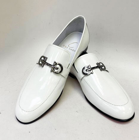 C&E Fashions C Collection Patent Leather Loafer - White – product view 1